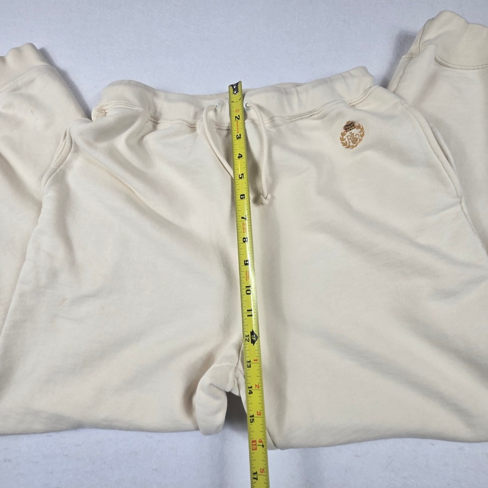 Lauren Ralph Sweatpants Womens Medium Cream joggers Cotton Crest Logo (B4) - Picture 8 of 13